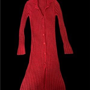 Arden B Vintage 90s Red Open-Weave Knit Cardigan